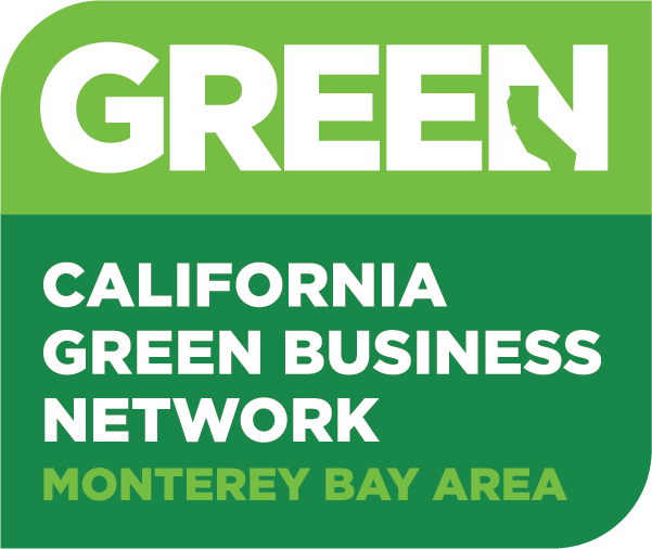 Green logo with white and darker green text for California Green Business Network in Monterey Bay area.