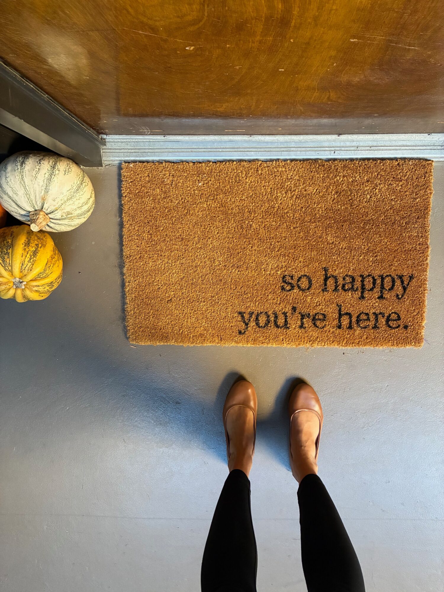 View of a doormat with the text 