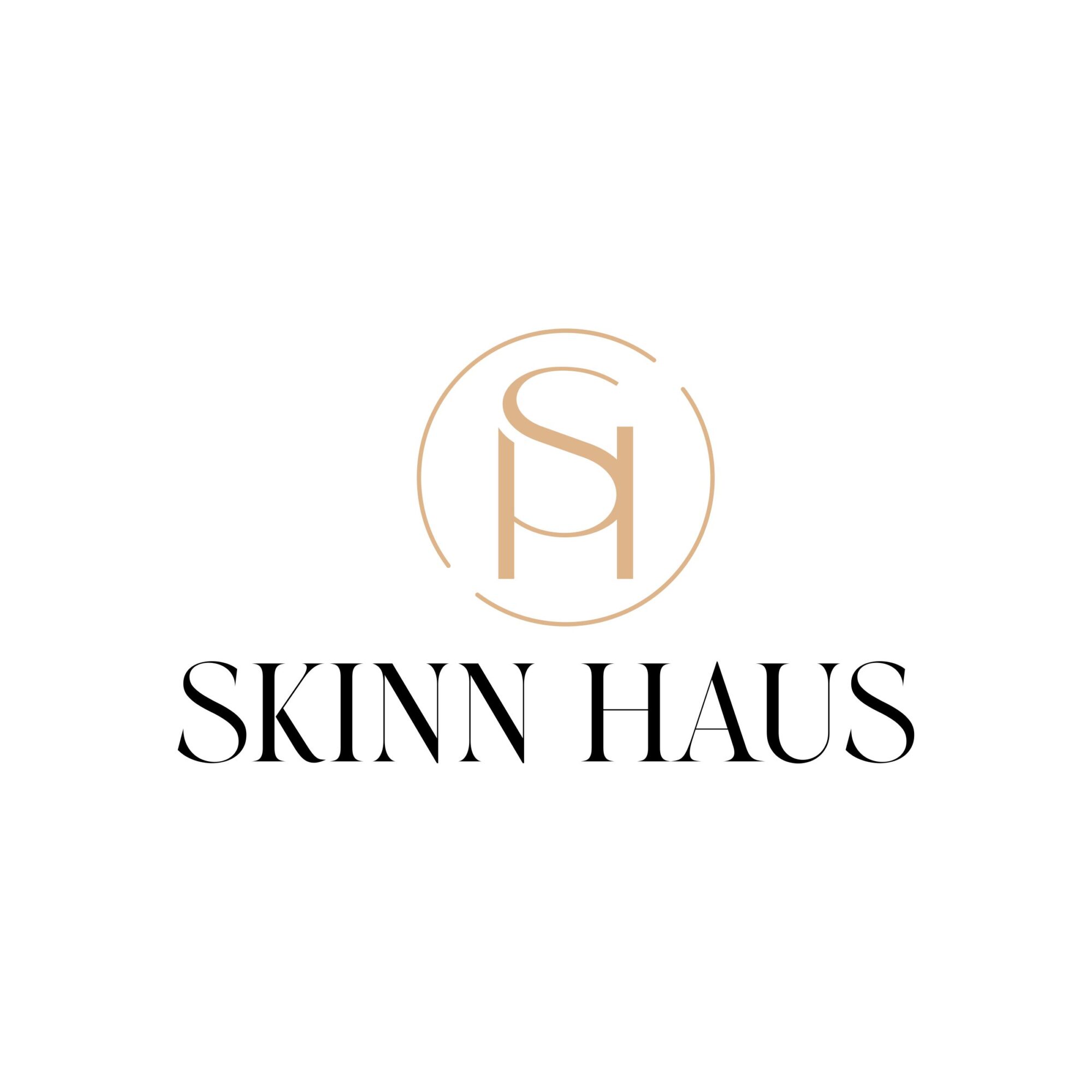 Logo with stylized 'S' and 'H' inside a circle, and the text 'SKINN HAUS' below, on a white background.