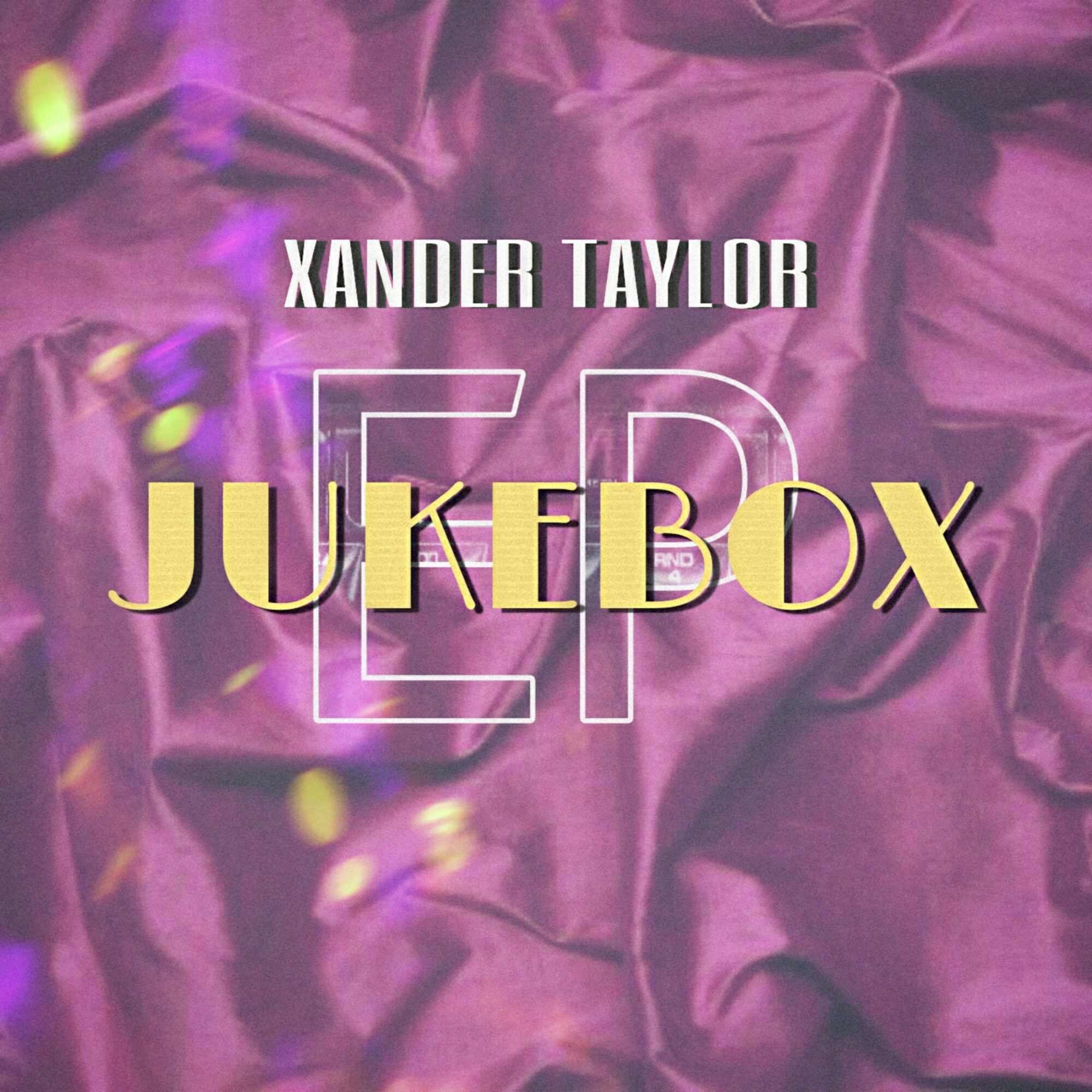 Book cover with purple satin background, white and yellow text, and a large letter E in the center.