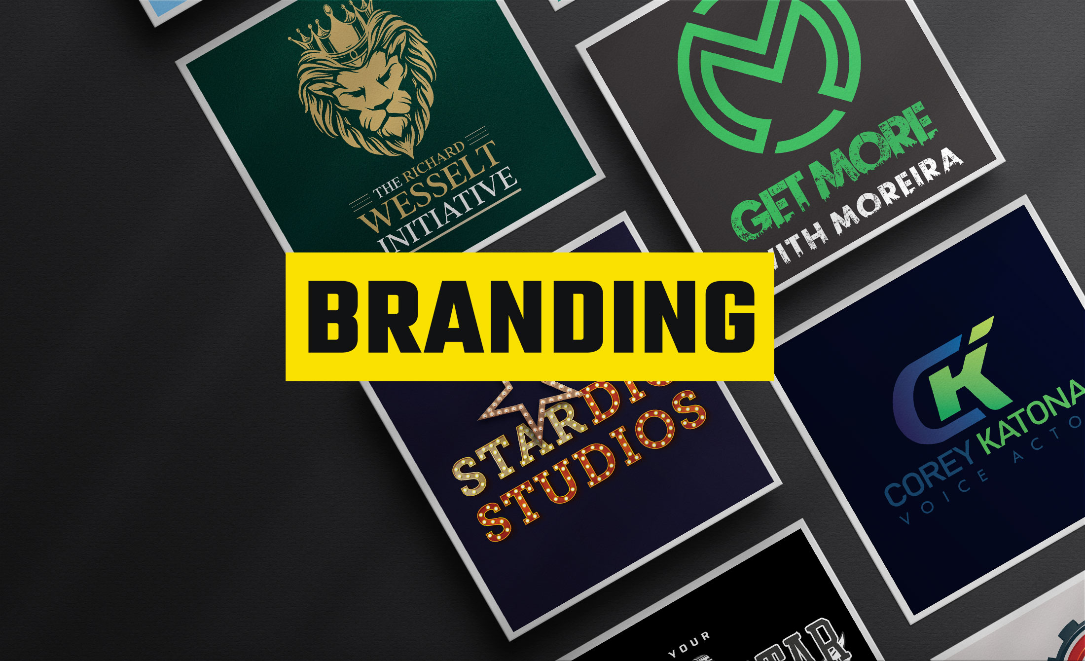 Collection of logos for brands and organizations, including Wessex Initiative, Get More, Star Wars Studios, and Corel Katona.