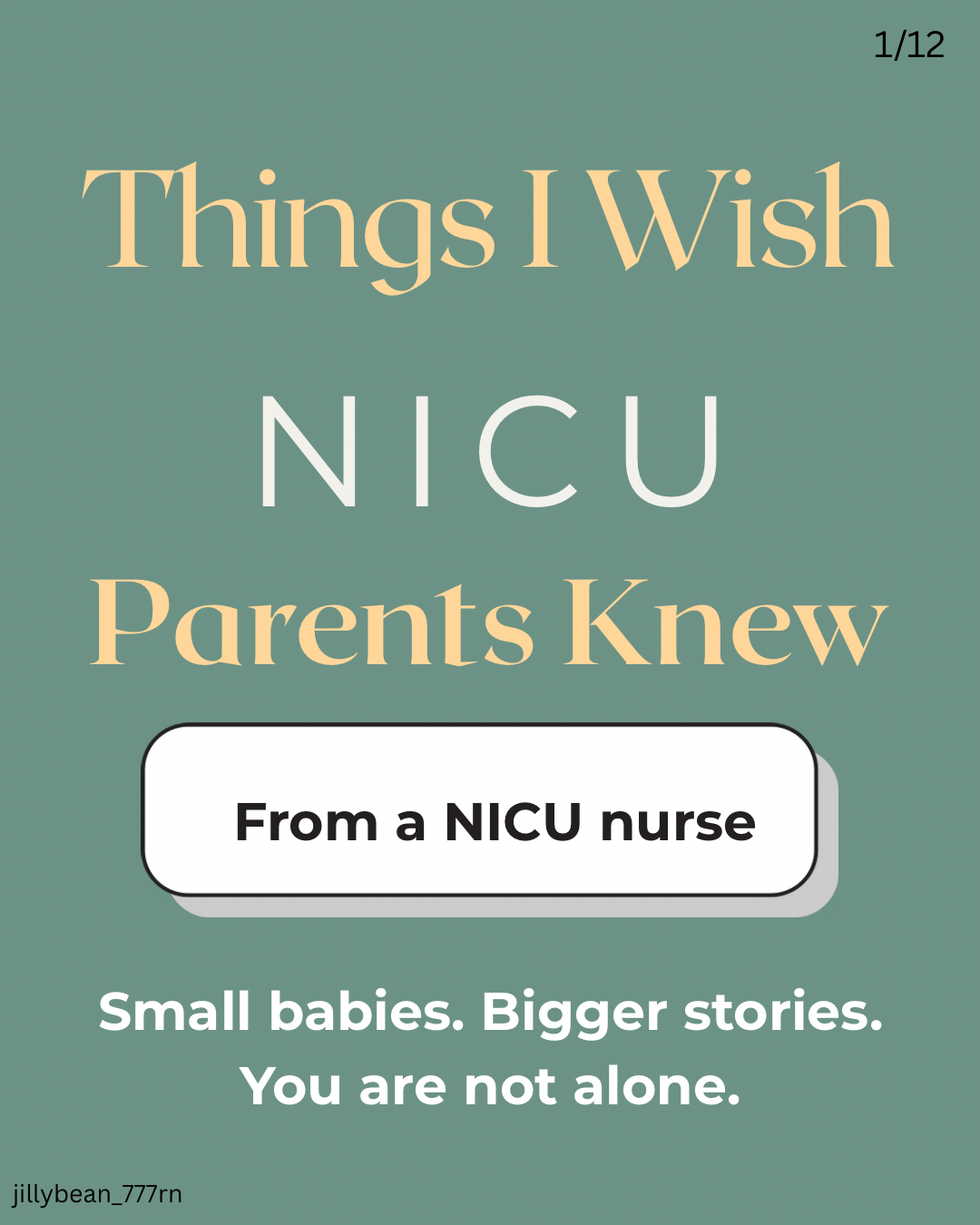 Book cover with title 'Things I Wish NICU Parents Knew' and subtitle 'From a NICU nurse', green background.
